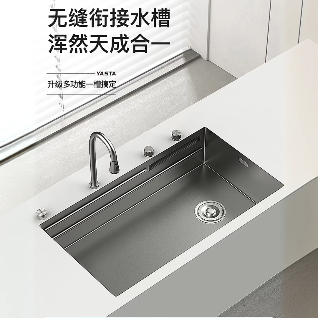 304不锈钢厨房手工水槽水池橱柜大单槽无缝台下洗菜盆家用