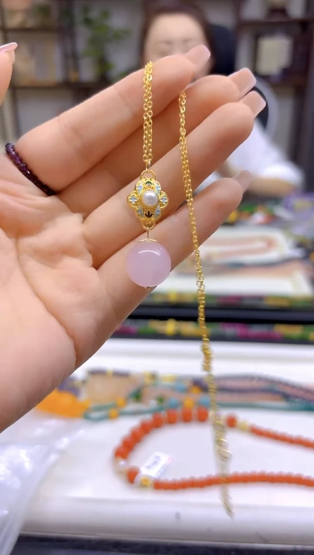 银S925镀金镶嵌吊坠(赠链)水晶DIY款D300