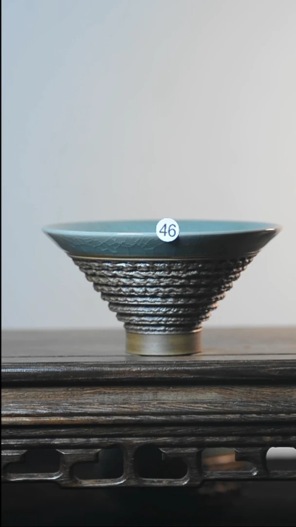 46号手工斗笠杯微瑕清凉寺汝瓷