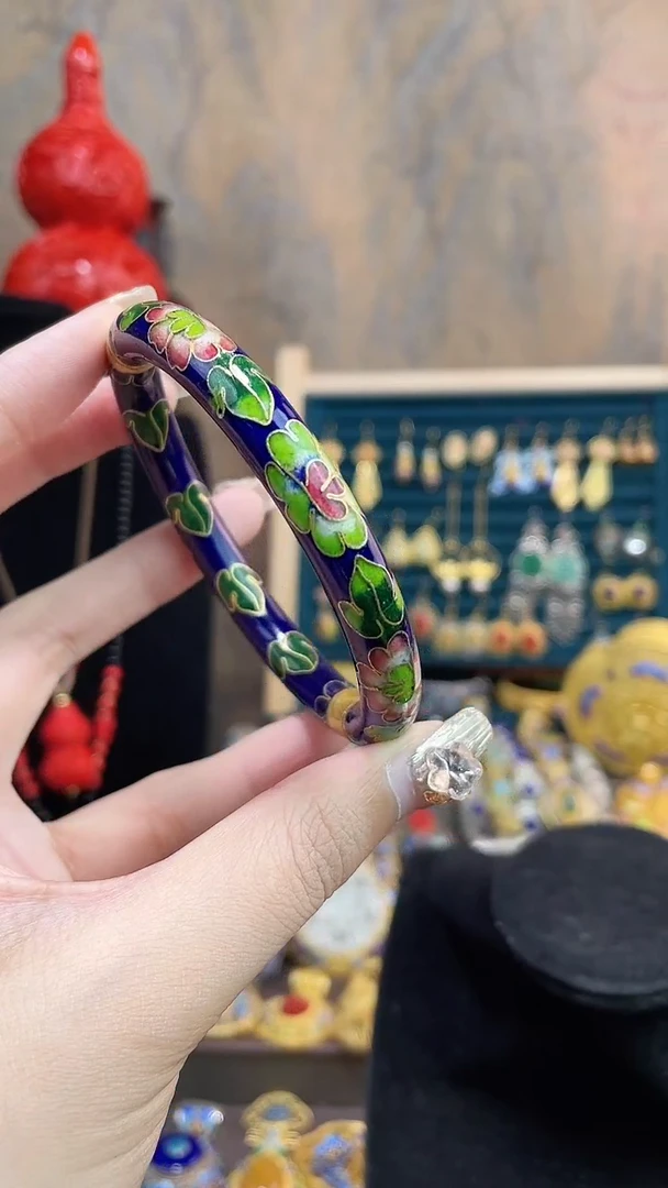 非遗手工景泰蓝开口镯子宝蓝