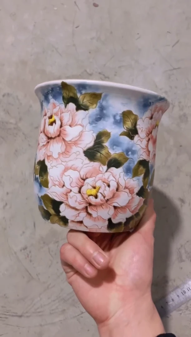 摆件52陶花岛花盆罐—手工痕迹默认，大小会有1-2公分误差