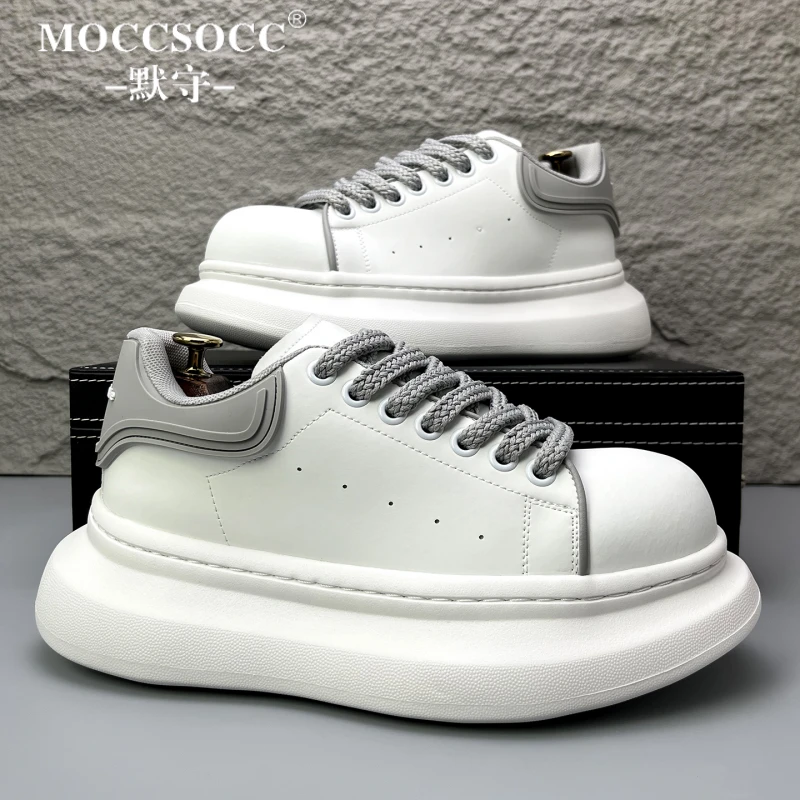 MOCCSOCC板鞋男款轻奢潮流痞帅面包鞋厚度增高时尚百搭休闲运动鞋