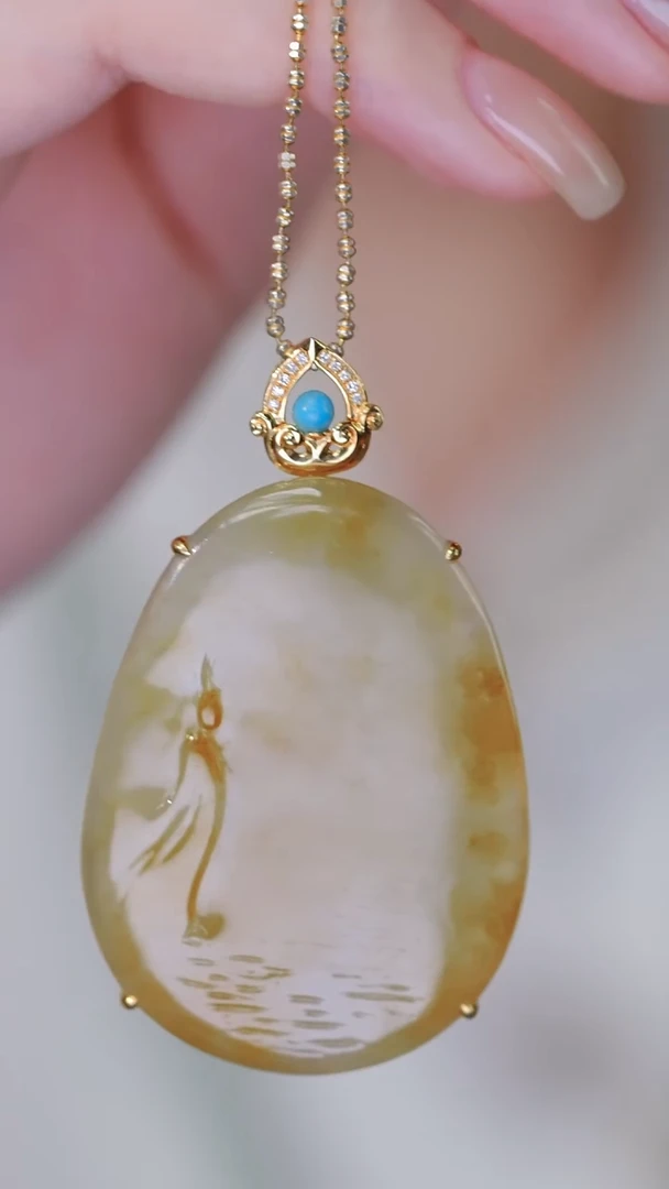 吊坠(不含链)18K金镶嵌翡翠45