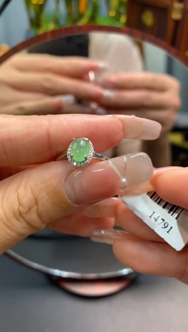 颈饰银S925镶嵌翡翠净货14791