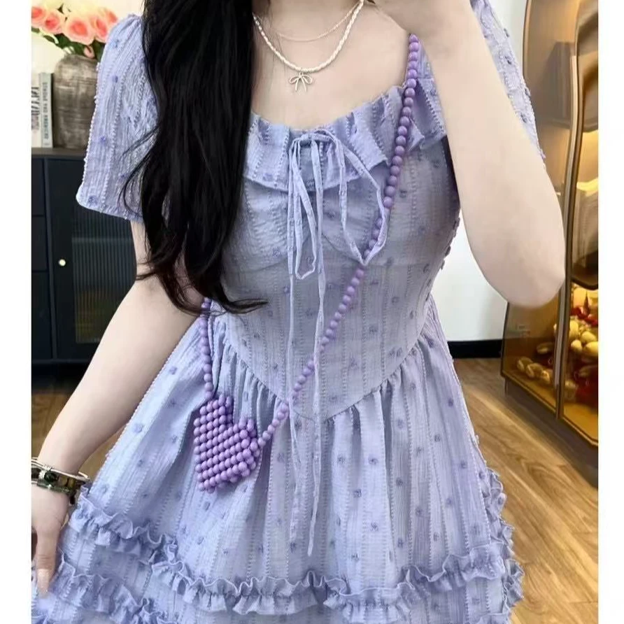 婷婷家温柔风连衣裙女夏季显瘦甜美公主裙洋气可爱短裙