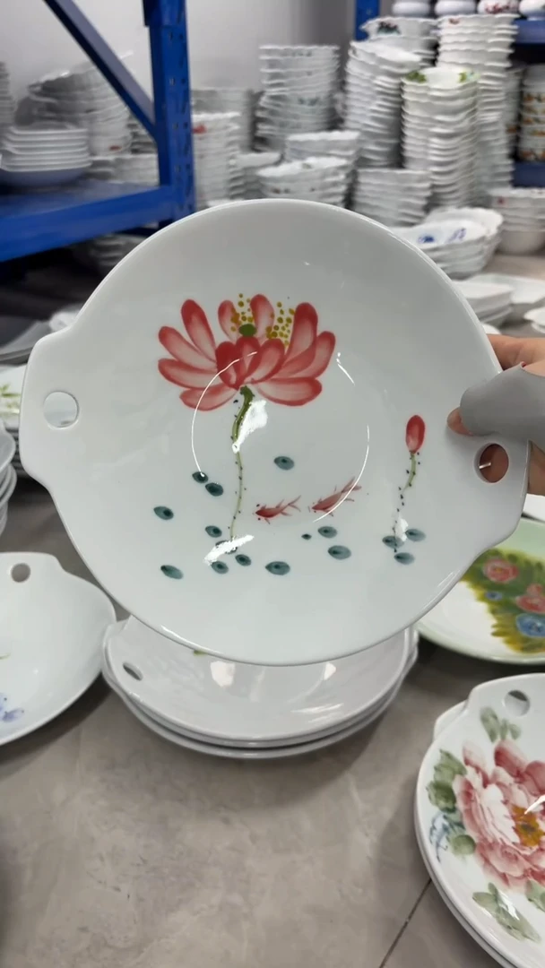 瓷片景德镇高温釉中彩-双耳锅