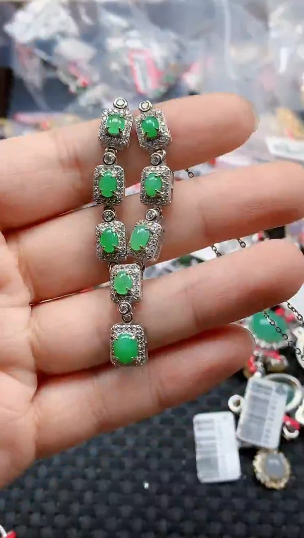 银S925镶嵌戒指翡翠天然A货缅甸翡翠