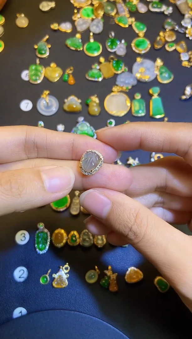 吊坠(不含链)银S925镶嵌翡翠11