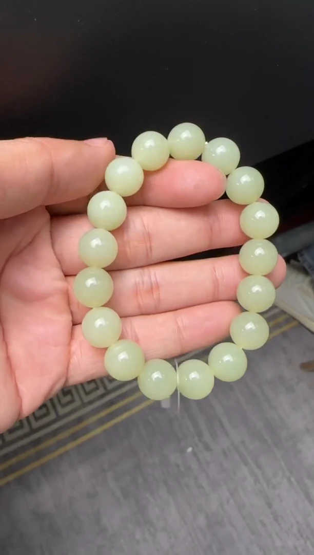 未镶嵌手串和田玉若羌黄口手串卡12 有瑕疵