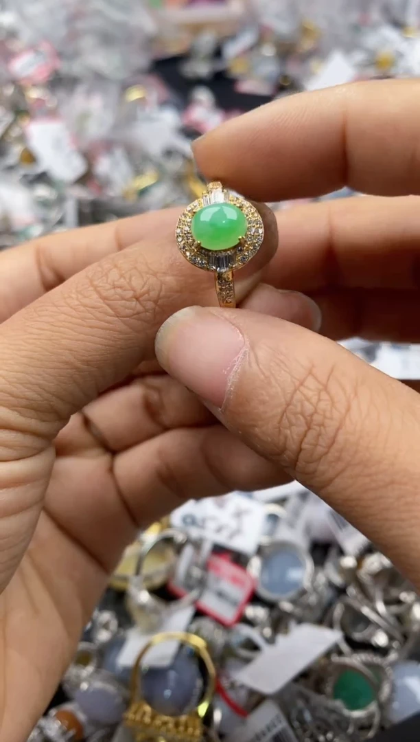 银S925镶嵌戒指翡翠7777----4