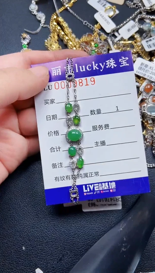 翡翠银S925镶嵌颈饰9819