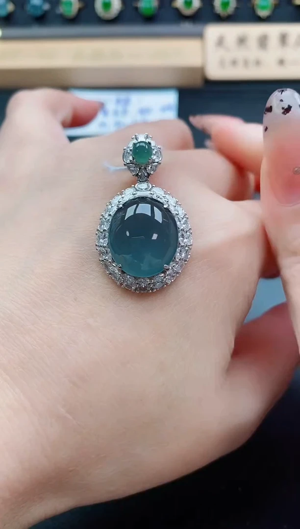 吊坠(赠链)银S925镶嵌翡翠1