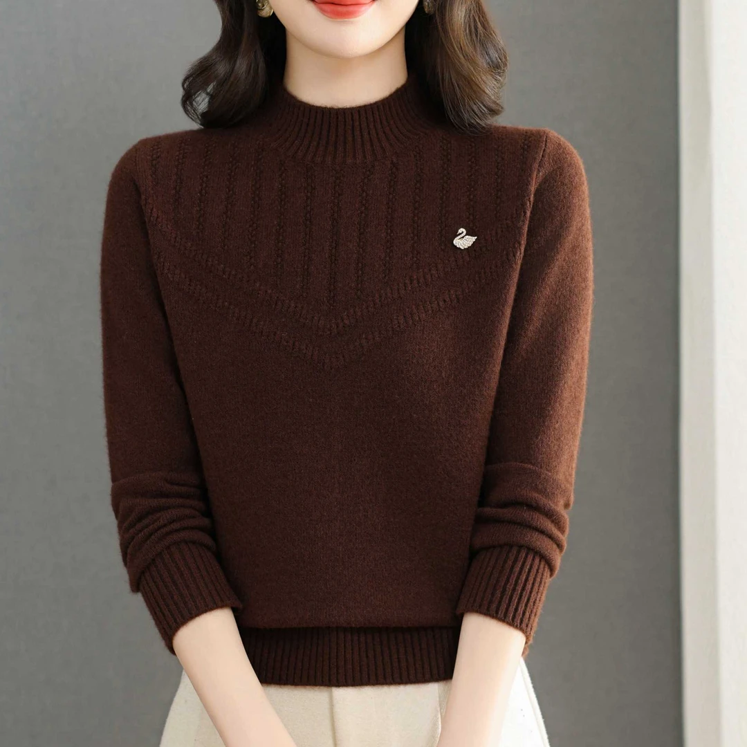 【新客立减】2025冬季新款加厚半高领打底衫针织衫宽松显瘦保暖上衣