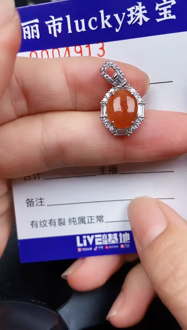 翡翠银S925镶嵌颈饰4913