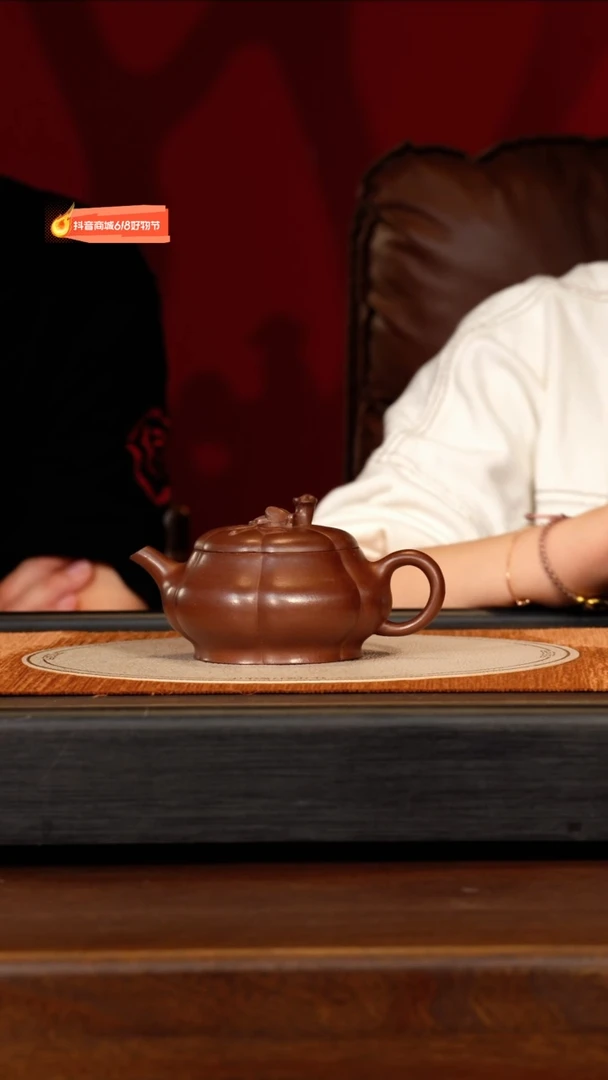 茶壶紫砂宜兴紫砂QYTJ 紫泥 筋纹玉兰