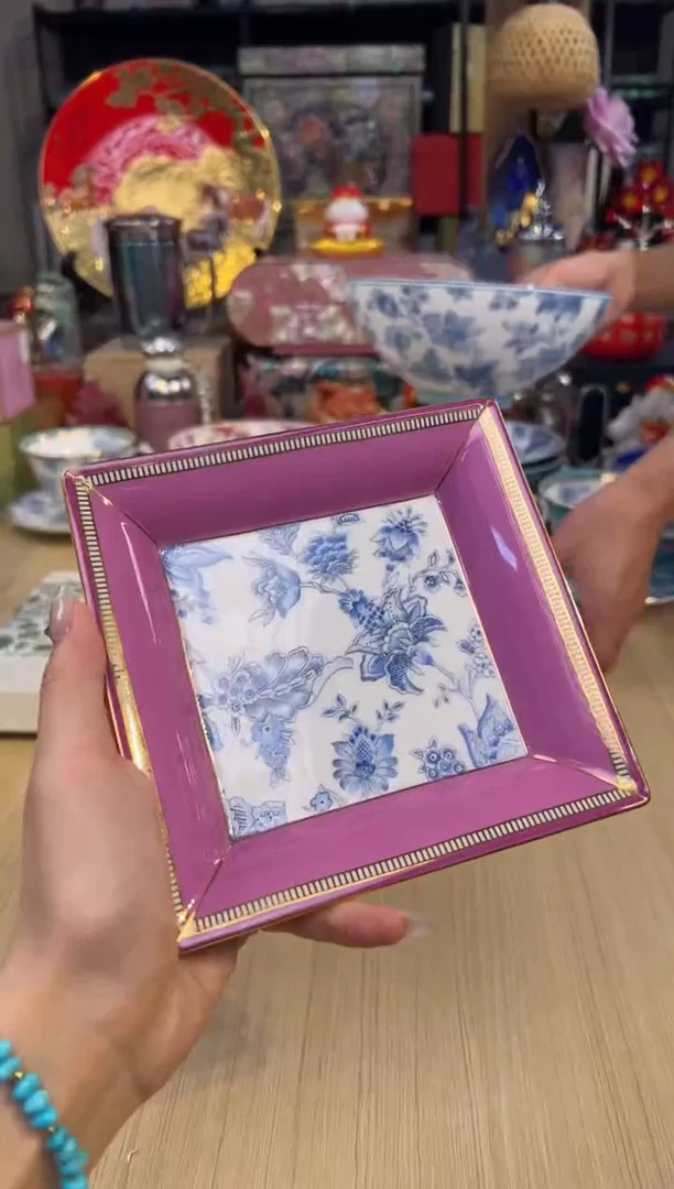 99瑰宝锦绣四方盘-粉色