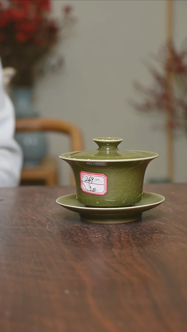 【闪购商品】其他5#手拉盖碗100毫升微微瑕矿石釉朱家款