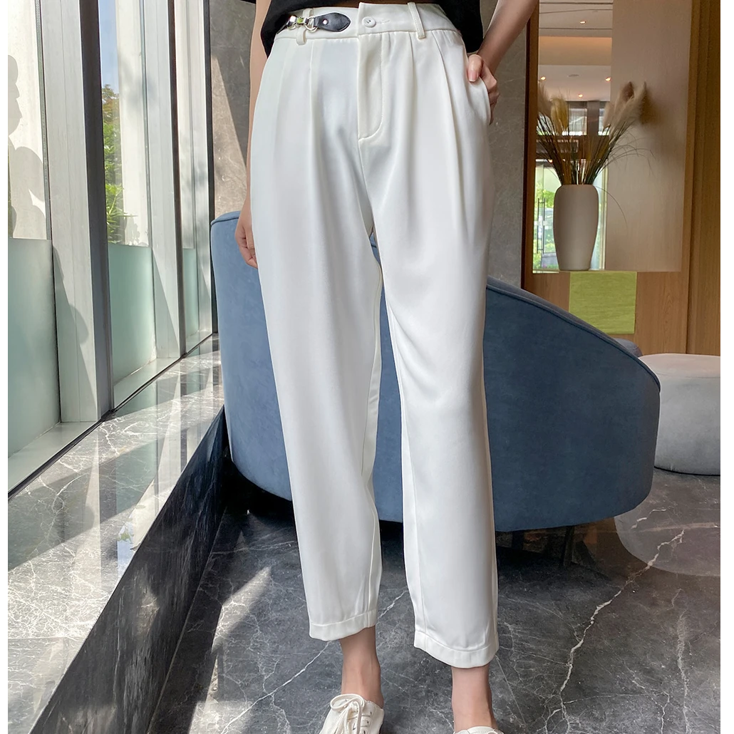 【皮扣萝卜裤】高腰宽松显瘦直筒九分裤子萝卜裤K01KZ4367