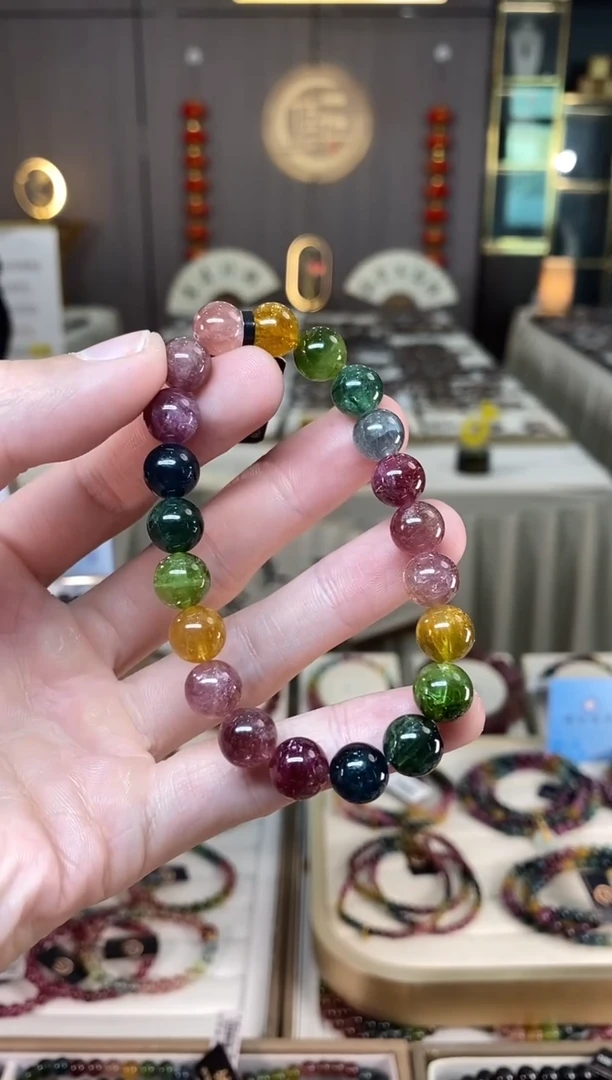 未镶嵌老矿碧玺彩虹单圈手串9mm+碧玺多样性发货一条xion