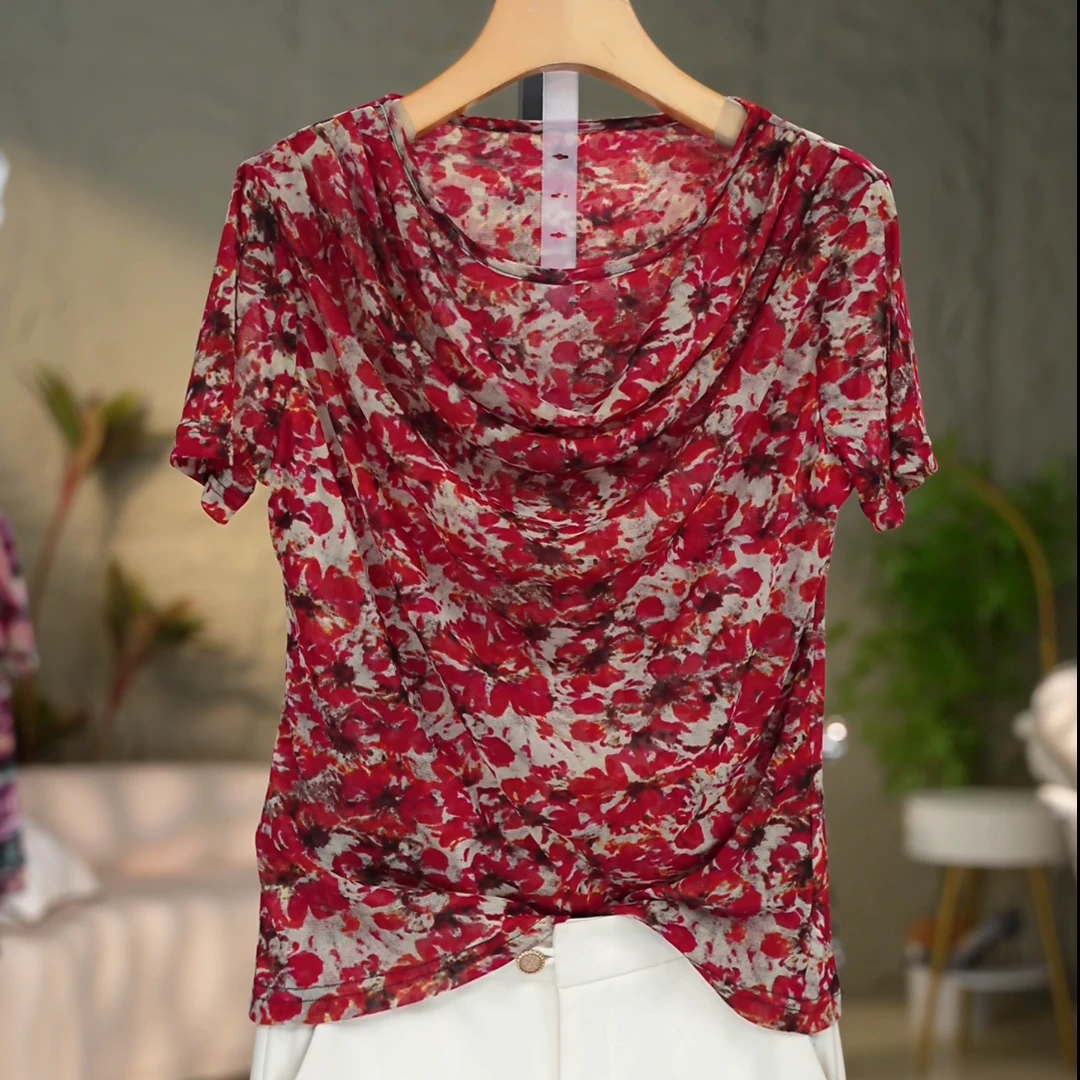 204高贵上档次小衫2025新款潮流气质时尚显瘦网纱打底衫上衣8230