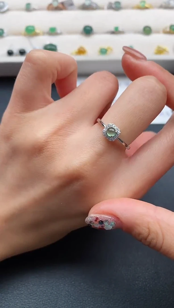 银S925镶嵌戒指翡翠444444444+2