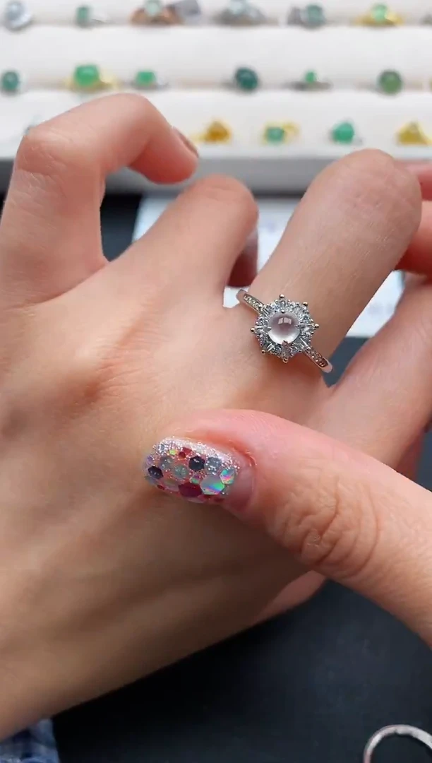 银S925镶嵌戒指翡翠444444444+10