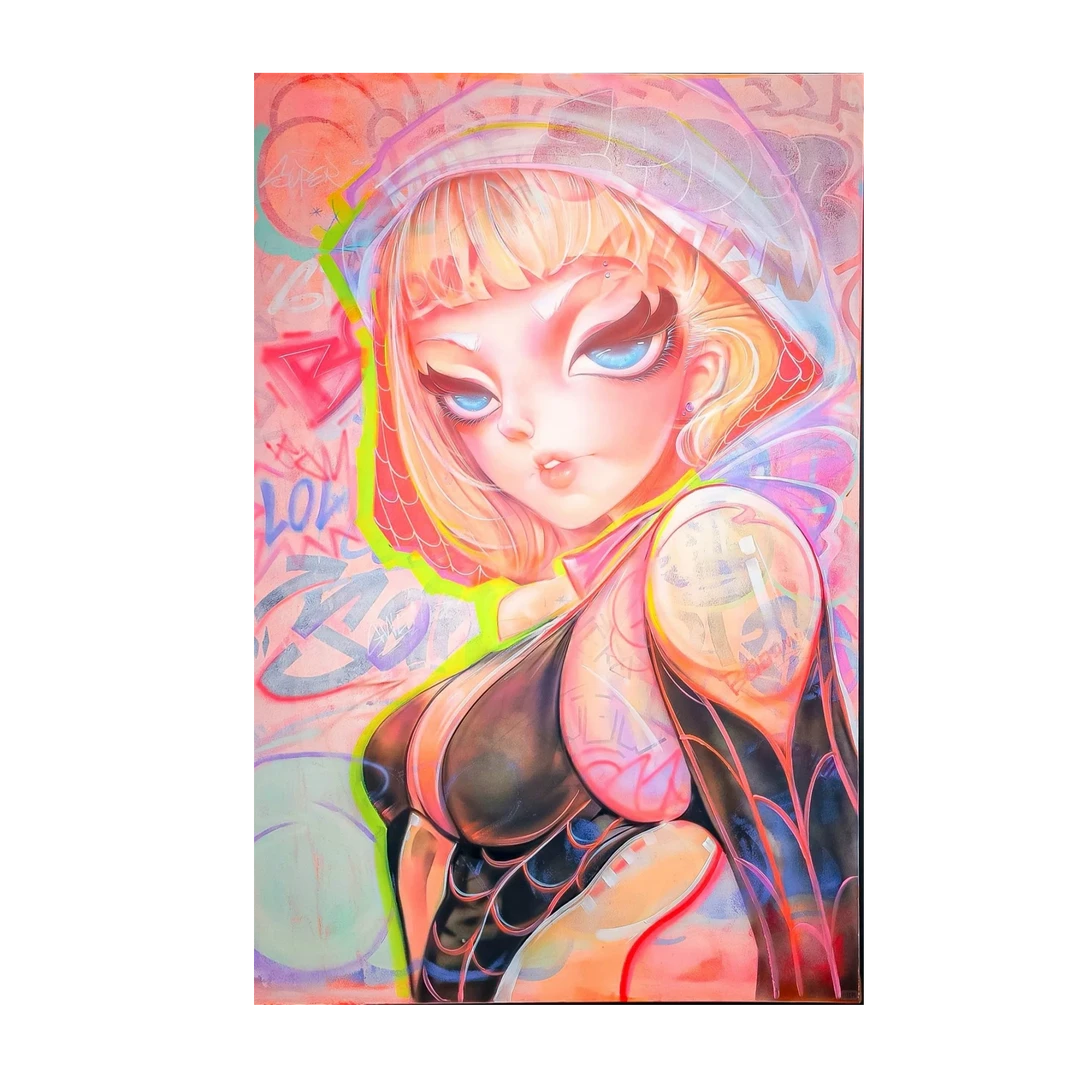 蹬红走绿|董晓晨 街头涂鸦潮流艺术家丙烯原作系列画面带夜光效果