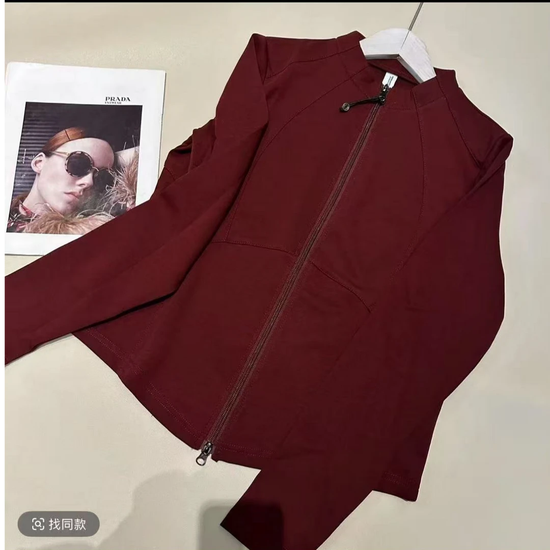 立领运动ol拉链秋季短上衣常规款拼接休闲百搭T恤设计感减龄女装