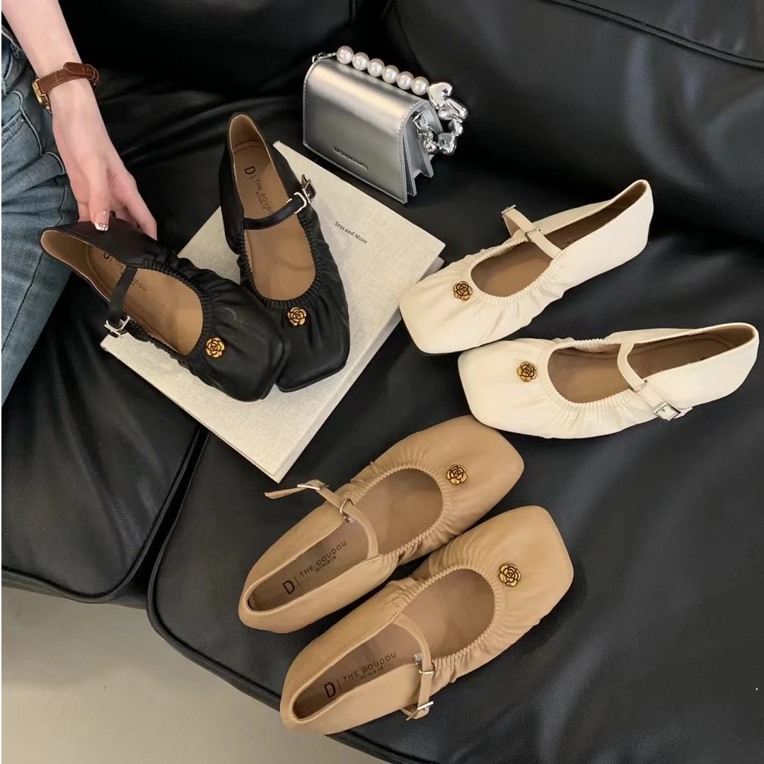 奶奶鞋春季浅口女鞋跟鞋韩版百搭单鞋软底平底低跟新款8931-10