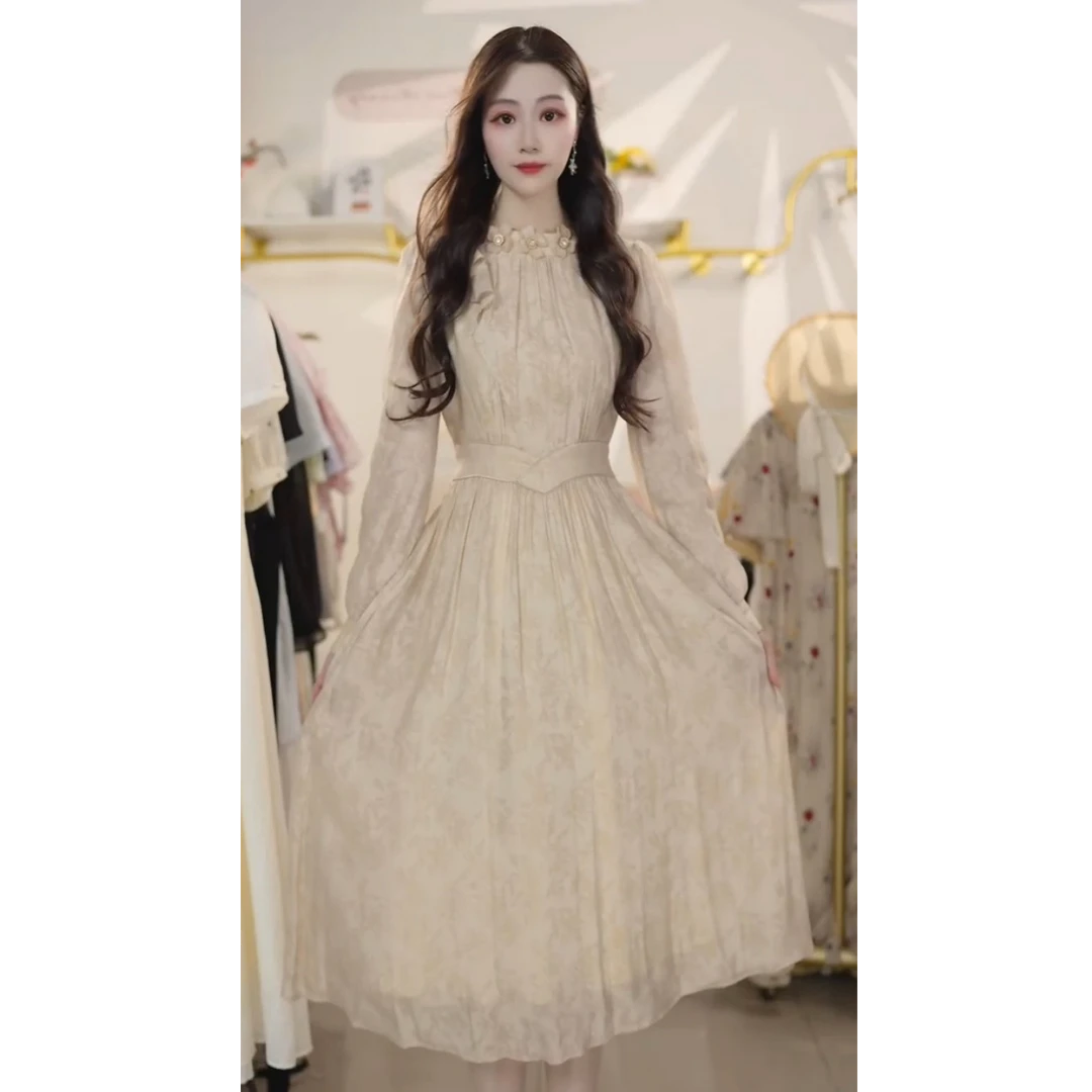 2025新款秋季设计师款轻奢长袖显瘦高档连衣裙女 Y658132