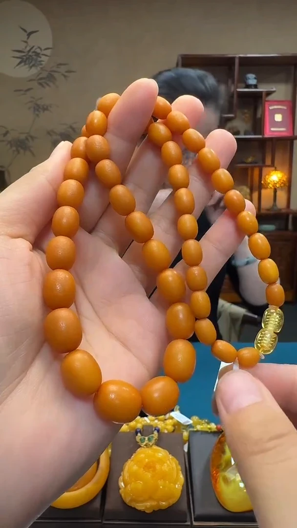 琥珀项链未镶嵌天然保真蜜蜡枣珠项链