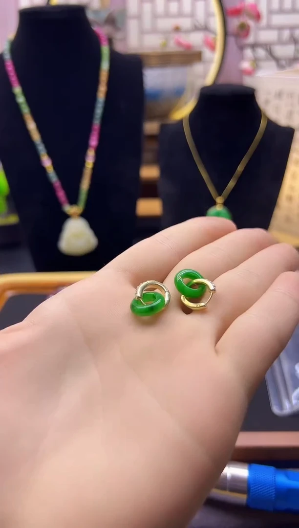 【闪购商品】翡翠耳饰14K金镶嵌E251