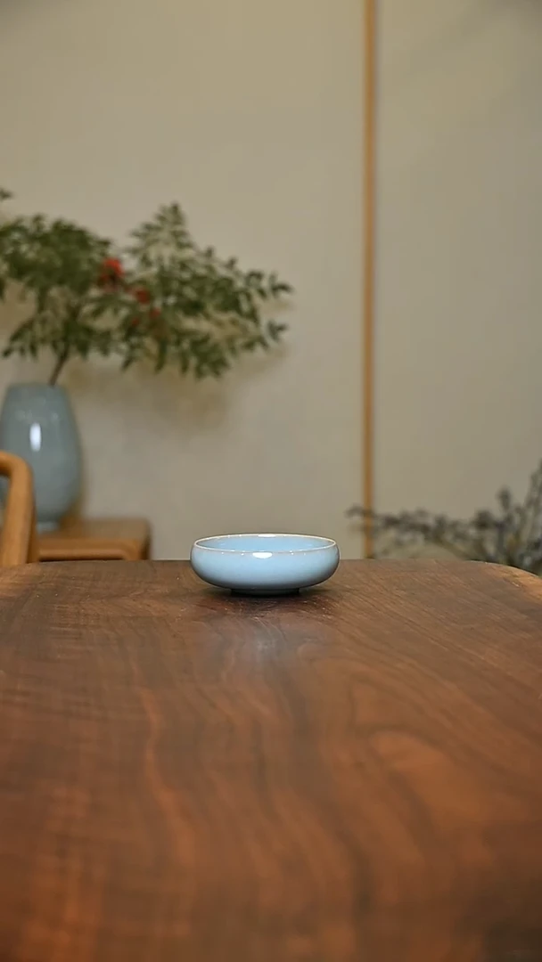 禅定杯 天青 微瑕 朱法喜款