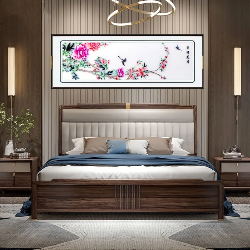 刺绣新中式客厅现代环保壁画旭日东升沙发后墙装饰挂画