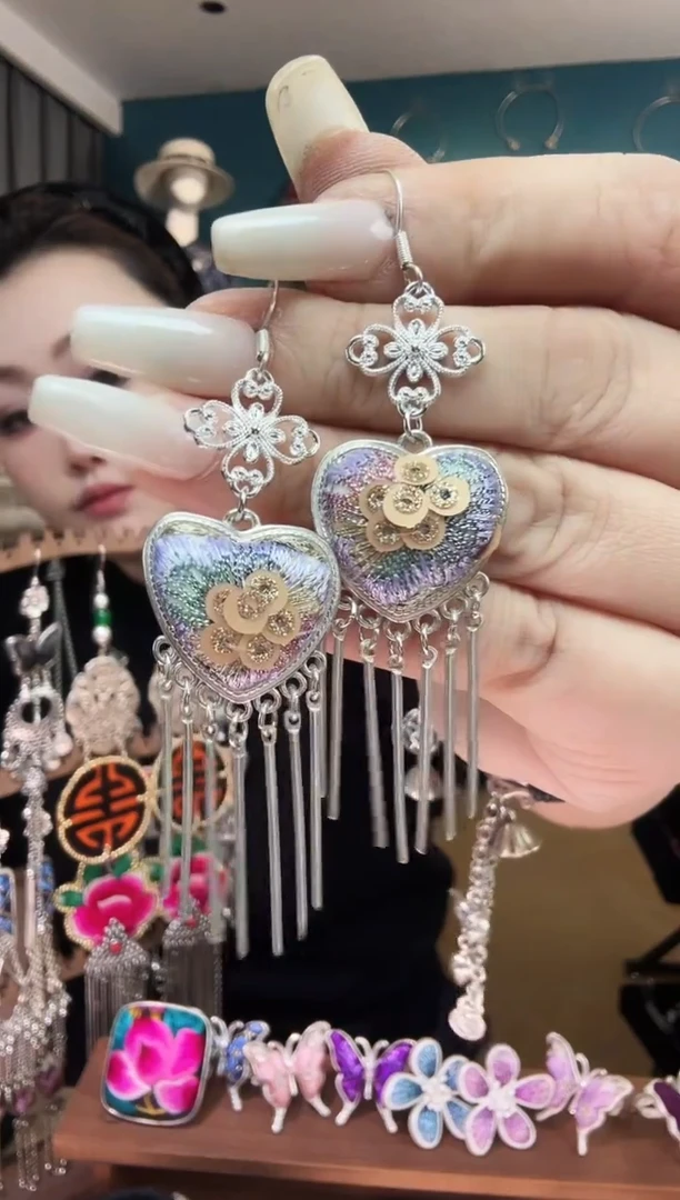 刺绣纯手工民族风刺绣耳环