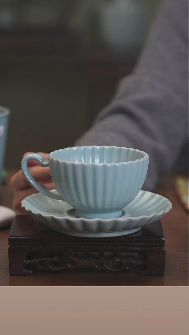 【闪购商品】清凉寺原产地仿古釉手工汝瓷咖啡杯