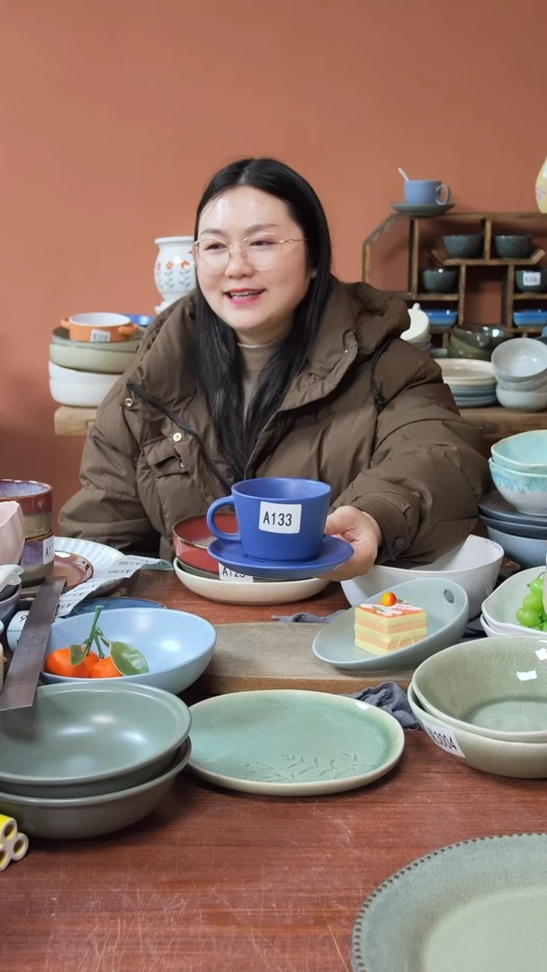 【闪购商品】碗A133  陶瓷蓝色杯碟两件套可能微瑕