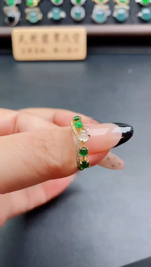 银S925镶嵌戒指翡翠1