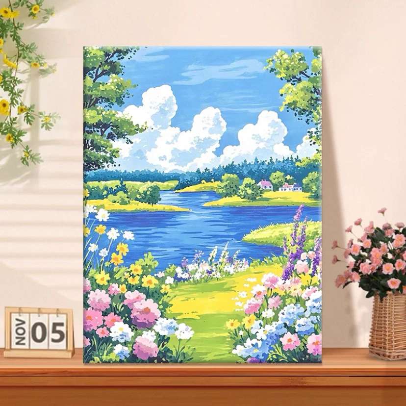 【远方的云】diy数字油画2025新款丙烯画手工填充填色治愈系丙烯画