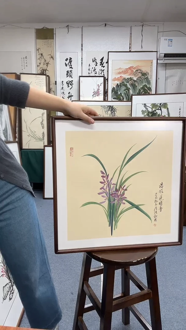国画尺寸52*52实木画框京东包邮手绘