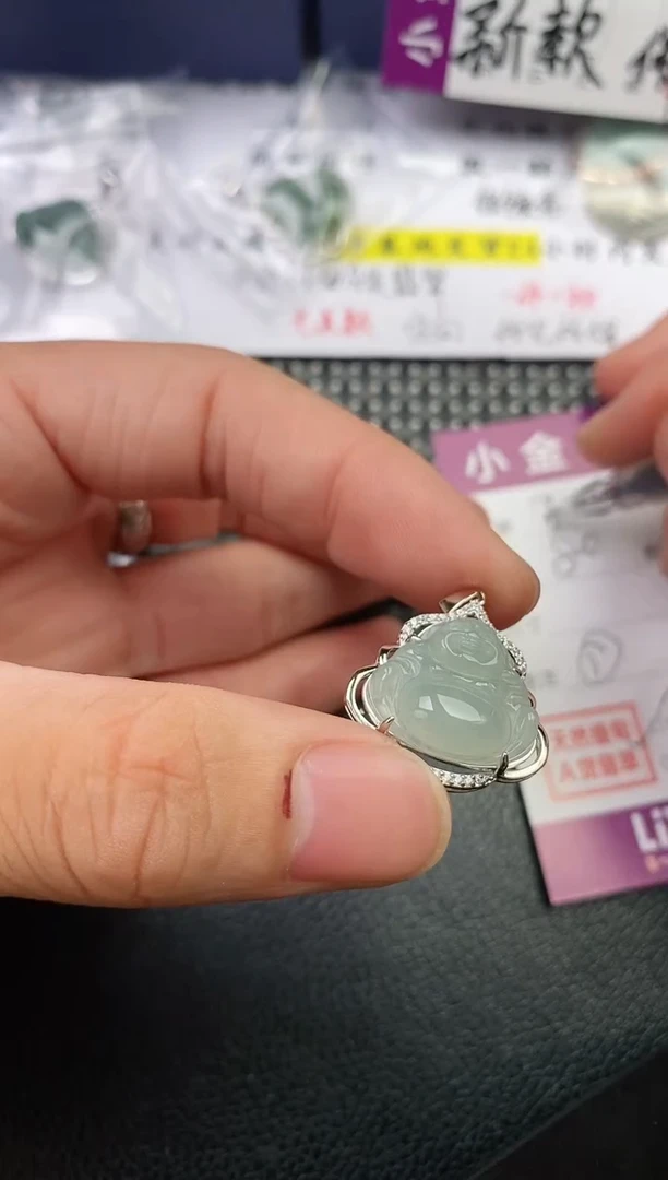 翡翠银S925镶嵌颈饰阿*挂件
