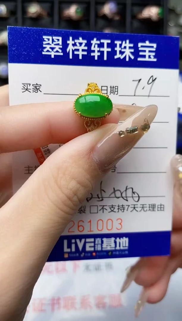 翡翠戒指银S925镶嵌1003