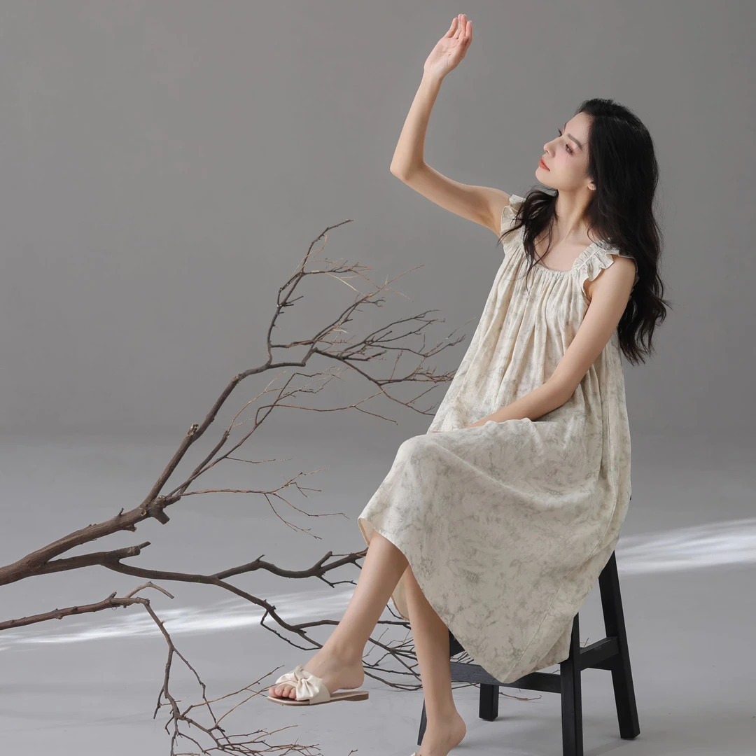 BZSO【椿龄无尽】竹纤维棉丨180克/7A级/柔软/无袖睡裙宽松夏季