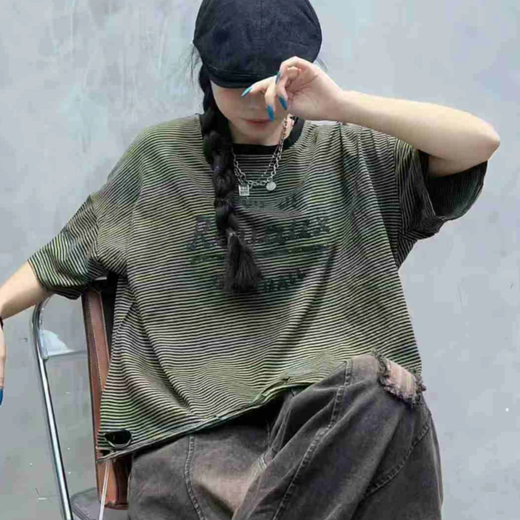 10722新款夏季休闲减龄显瘦宽松短袖T恤