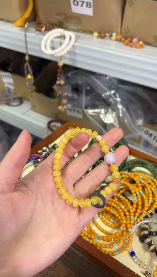 【闪购商品】蜜蜡手链未镶嵌蜜蜡桶珠跑环设计款手串[1449]
