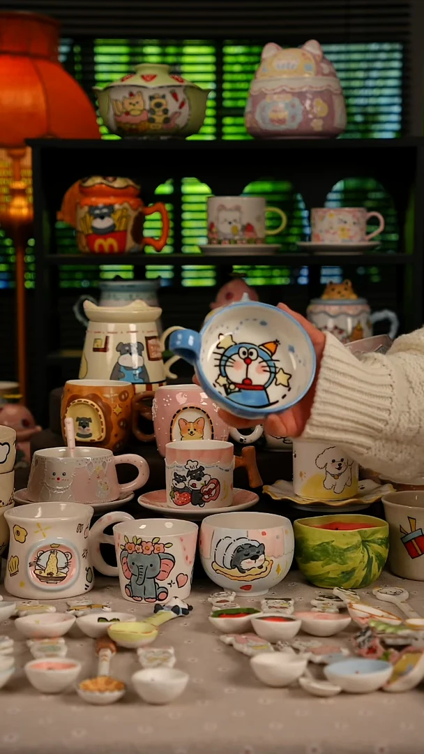 陶瓷无盖款景德镇高温釉下彩纯手绘创意瓷