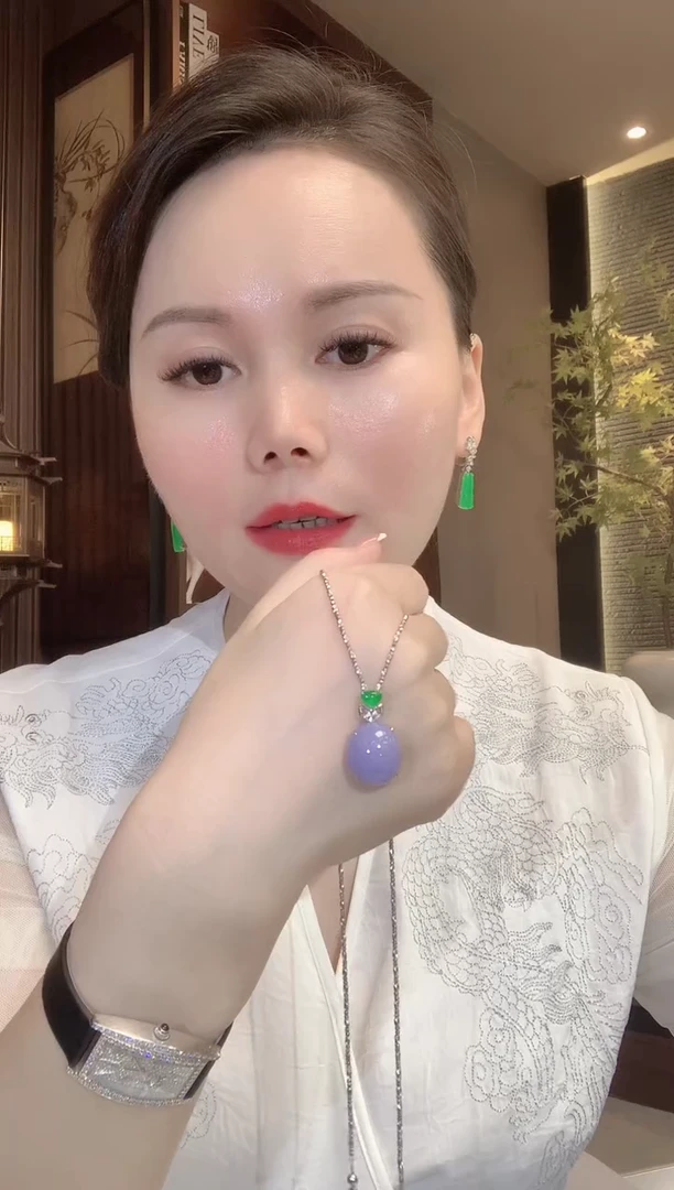 吊坠(不含链)18K金镶嵌翡翠C59 紫货有一定色差