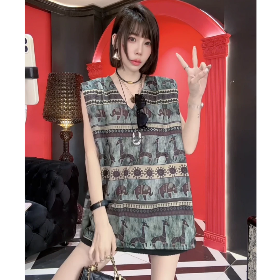 MMD衬衫女A317春夏新款欧韩货后背纽扣复古大象宽松网红短款上衣