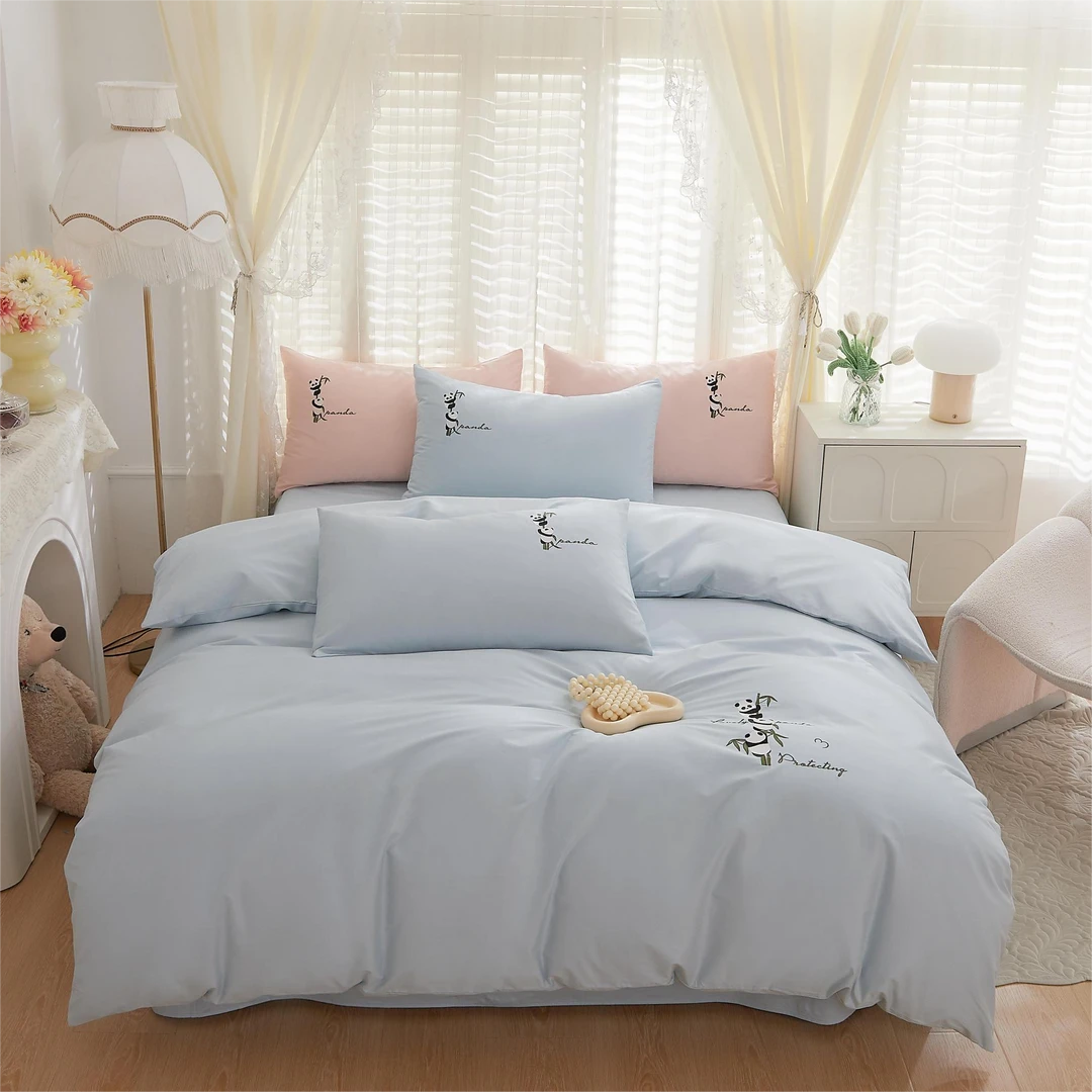 纯棉磨毛四件套棉纯色网红学生宿舍床单公主风床上透气简约
