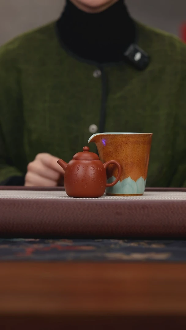 【闪购商品】紫砂茶壶朱泥 匏尊-刻100cc+和为贵公道